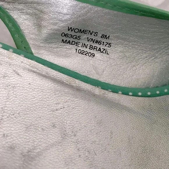 L.L. BEAN | Green Polka Dot Cork Wedge Heels Size 8 - Picture 7 of 7